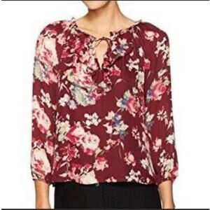 Joie Deep Verbena Nadege Floral Oversized Silk Blouse Size XS